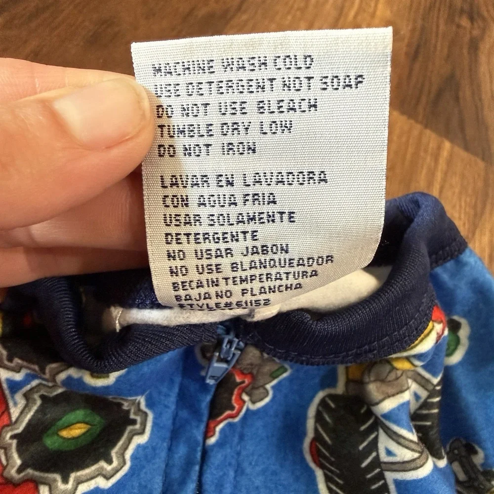 Vintage Carters 12M Monster Truck Print Footed Fleece Sleeper Pajamas Blue Baby